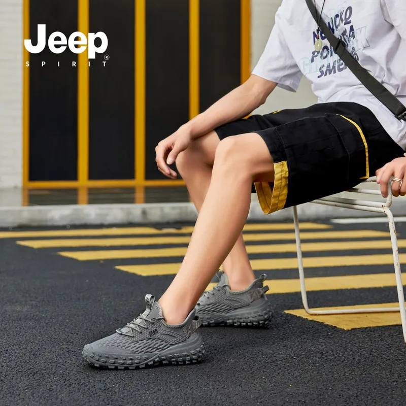 JEEP SPIRIT Anti Slip Wear Resistant Low Top Casual Shoes Men's Beige-17