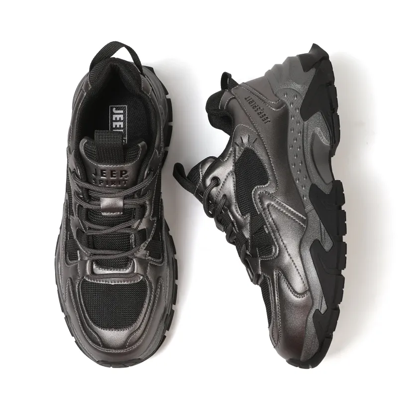 JEEP SPIRIT Slip Resistant, Abrasion Resistant, Breathable, Height Increasing Low Top Chunky Sneakers Men's Bronze-3