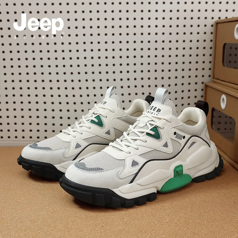 JEEP SPIRIT Cushioning Anti-Slip Wear-Resistant Breathable Height Increasing Low-Top Casual Shoes Men's Light Sandy-11