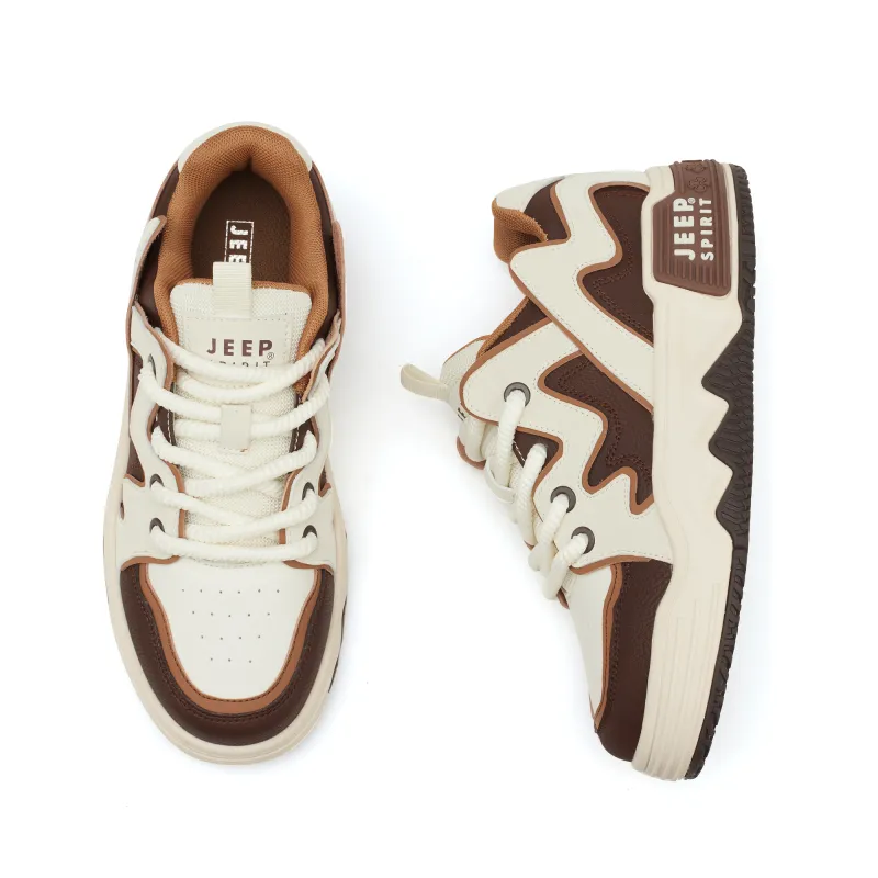 JEEP SPIRIT Anti Slip And Wear Resistant Height Increasing Low Top Skateboard Shoes Men Brown-5