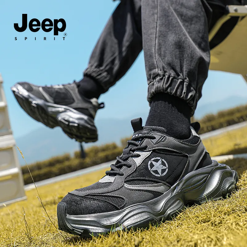 JEEP SPIRIT Chunky Sneakers Men Low Top Gray, White-13