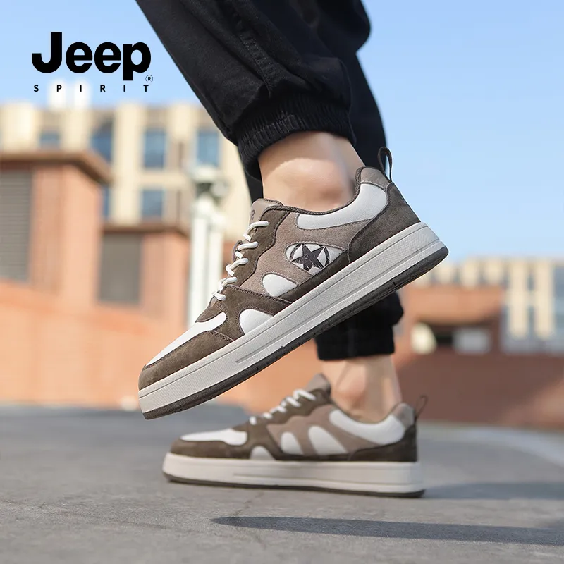 JEEP SPIRIT Anti-Slip Wear-Resistant Lightweight Breathable Low-Top Skateboard Shoes Men's Light Sandy-11