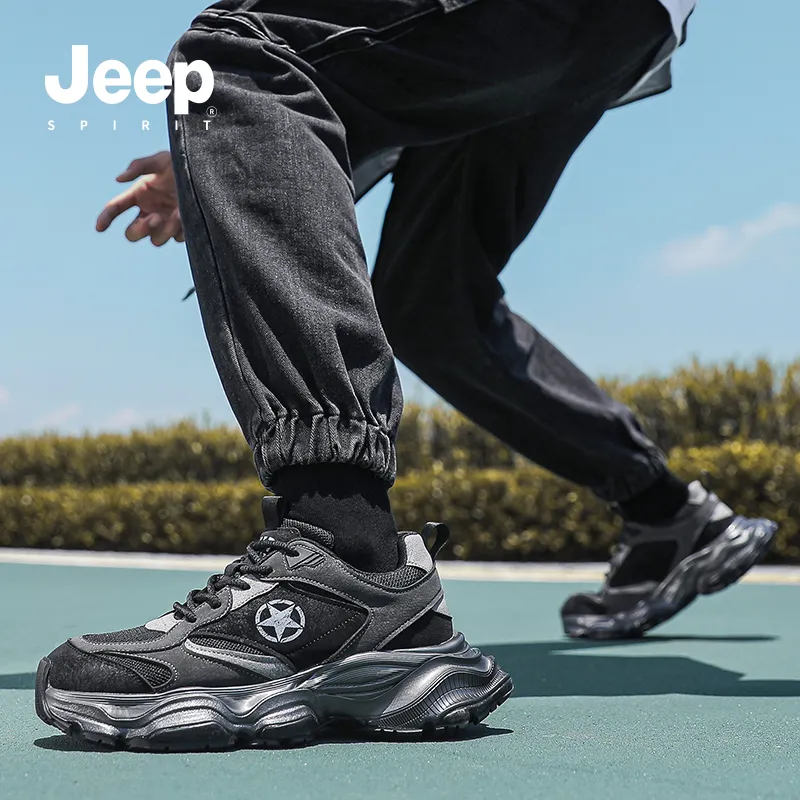 JEEP SPIRIT Chunky Sneakers Men Low Top Gray, White-19