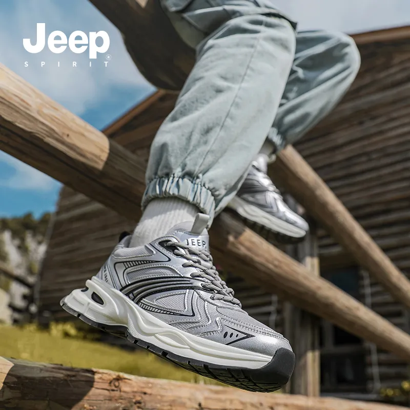 JEEP SPIRIT Cushioning, Slip Resistant, Breathable, Lightweight Low Top Running Shoes Unisex Silver-7