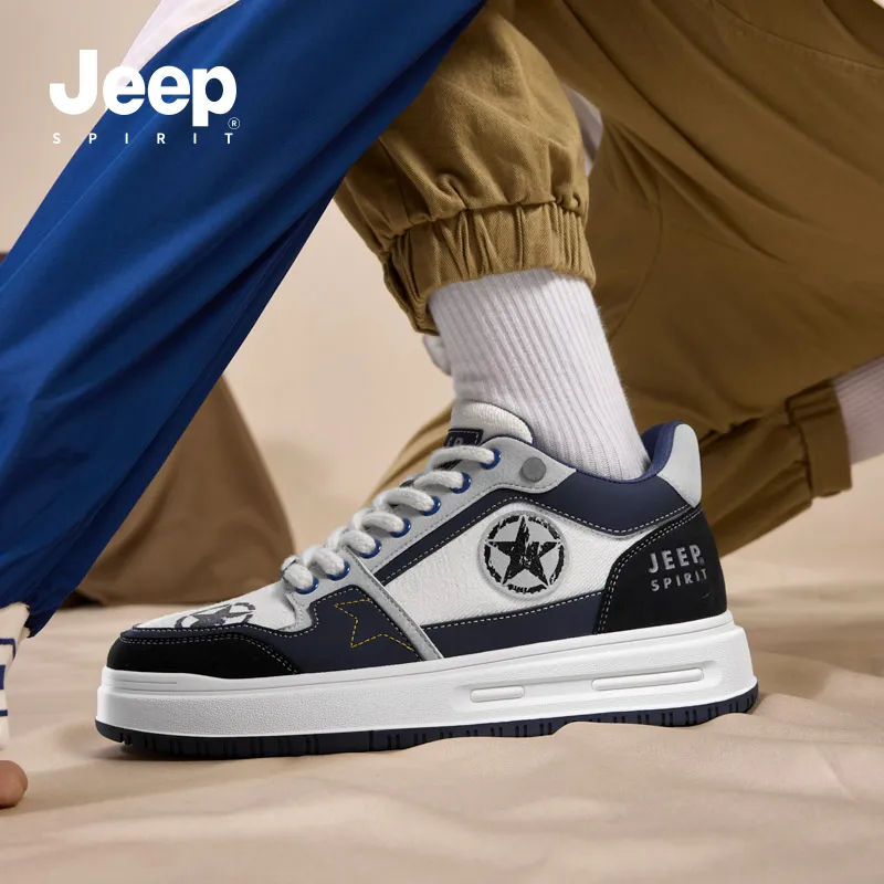 JEEP SPIRIT Skateboard Shoes Men Low Top Polar White Furious Sea Blue-9