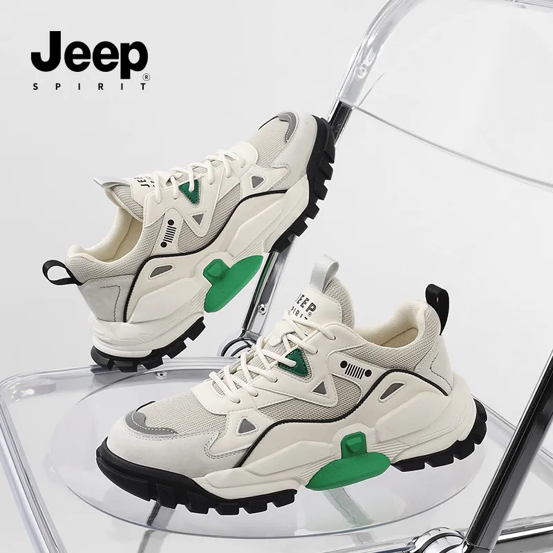JEEP SPIRIT Cushioning Anti-Slip Wear-Resistant Breathable Height Increasing Low-Top Casual Shoes Men's Light Sandy-9