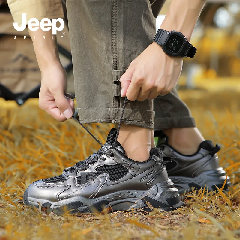 JEEP SPIRIT Slip Resistant, Abrasion Resistant, Breathable, Height Increasing Low Top Chunky Sneakers Men's Bronze-13