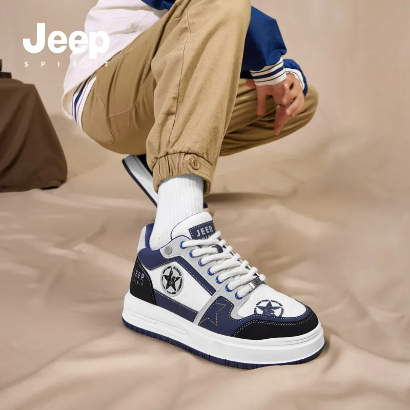 JEEP SPIRIT Skateboard Shoes Men Low Top Polar White Furious Sea Blue-10