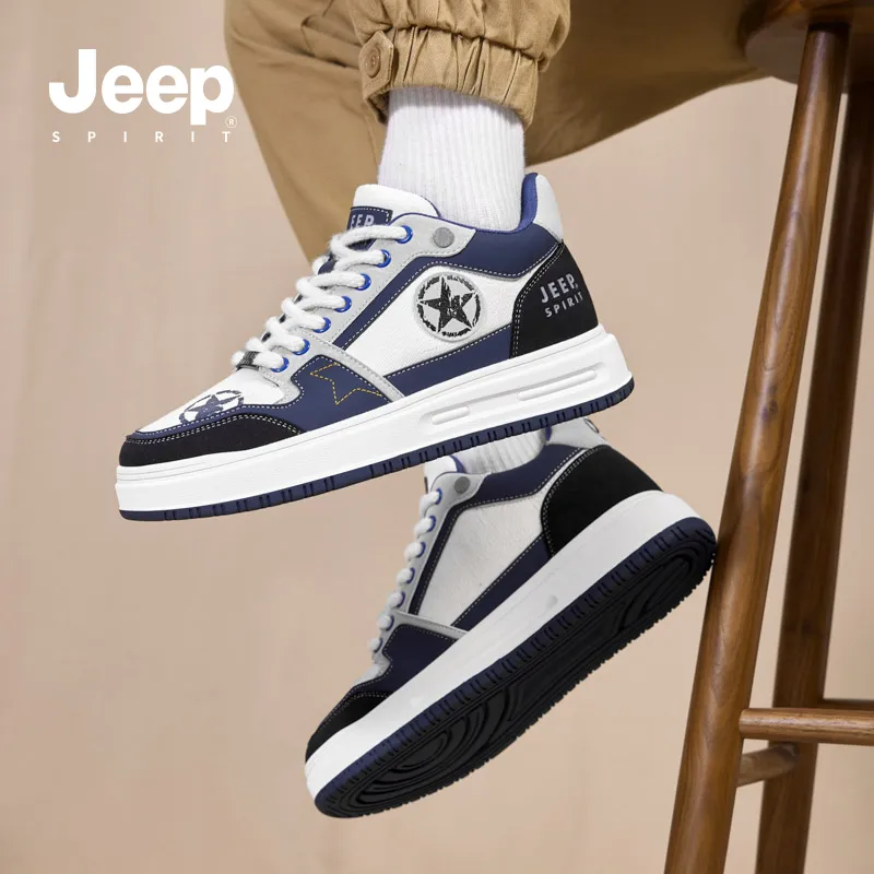 JEEP SPIRIT Skateboard Shoes Men Low Top Polar White Furious Sea Blue-8
