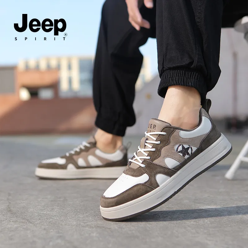 JEEP SPIRIT Anti-Slip Wear-Resistant Lightweight Breathable Low-Top Skateboard Shoes Men's Light Sandy-8