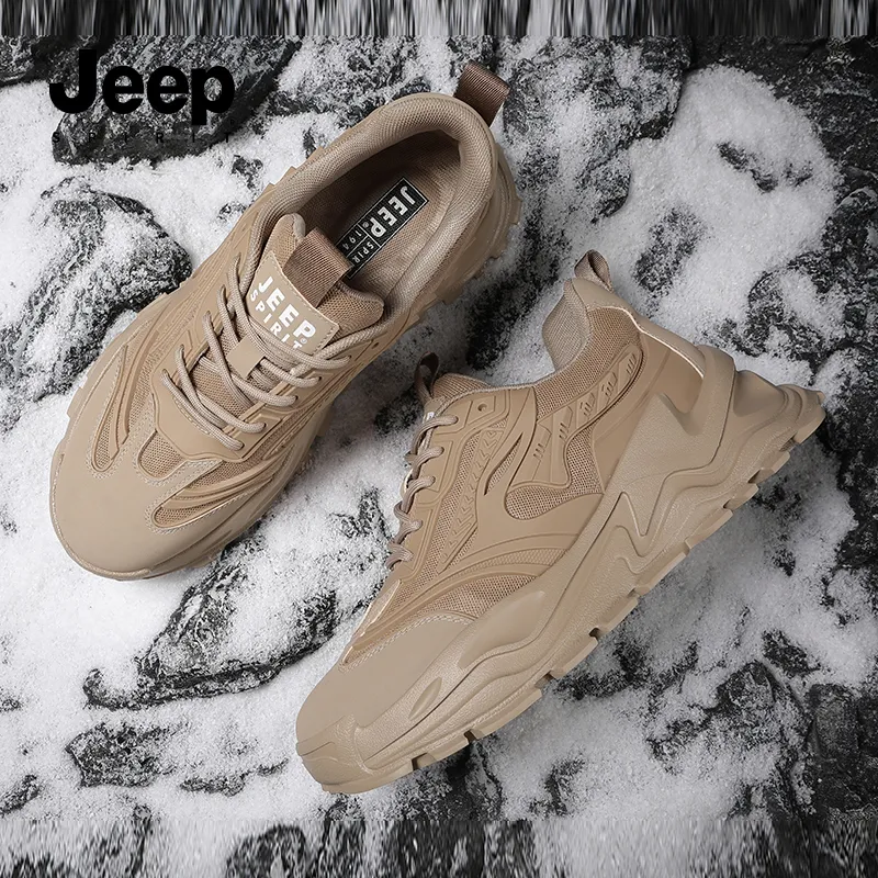 JEEP SPIRIT Anti Slip And Wear Resistant Height Increasing Warm Low Top Chunky Sneakers Men's Brown-7