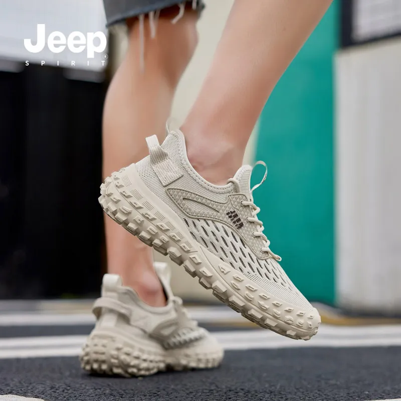JEEP SPIRIT Anti Slip Wear Resistant Low Top Casual Shoes Men's Beige-9