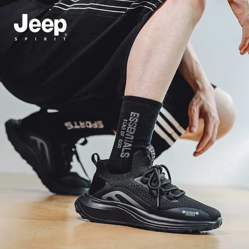 JEEP SPIRIT Cushioning, Slip Resistant, Breathable, Lightweight Low Top Running Shoes Men's Black-11