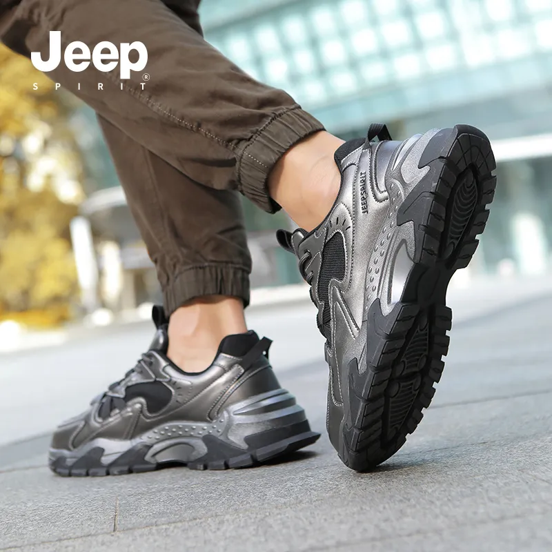 JEEP SPIRIT Slip Resistant, Abrasion Resistant, Breathable, Height Increasing Low Top Chunky Sneakers Men's Bronze-11