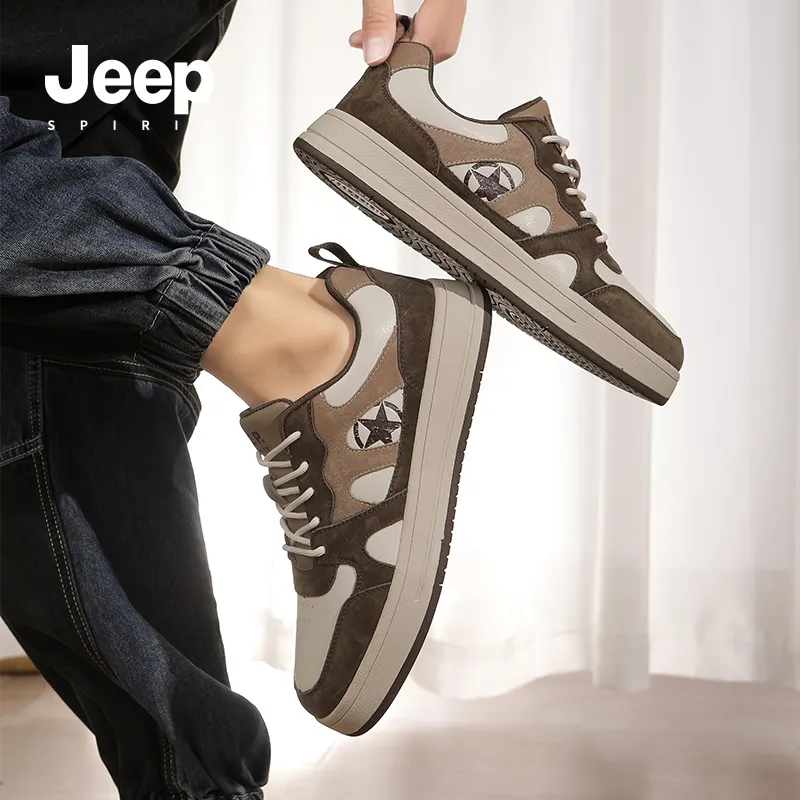 JEEP SPIRIT Anti-Slip Wear-Resistant Lightweight Breathable Low-Top Skateboard Shoes Men's Light Sandy-10