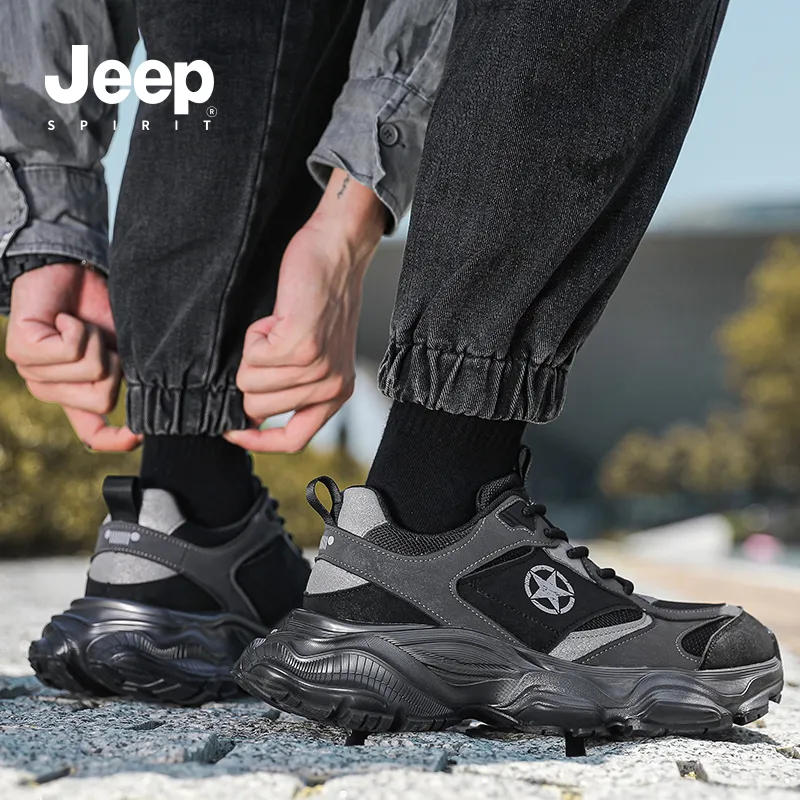 JEEP SPIRIT Chunky Sneakers Men Low Top Gray, White-9