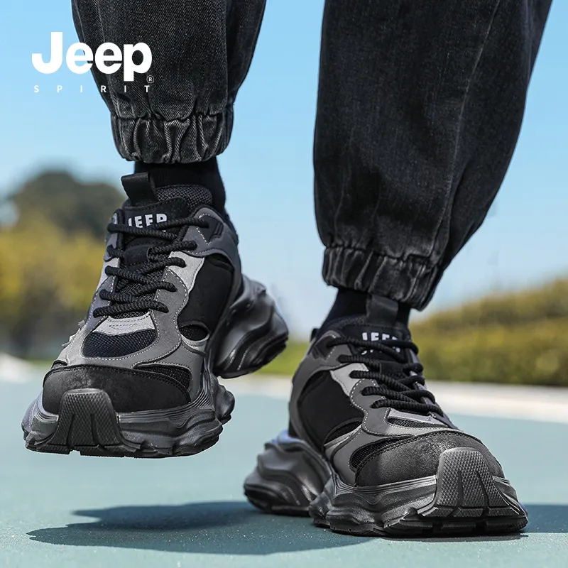 JEEP SPIRIT Chunky Sneakers Men Low Top Gray, White-12