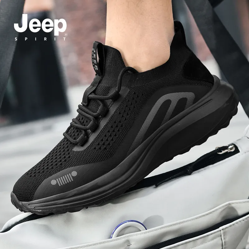 JEEP SPIRIT Cushioning, Slip Resistant, Breathable, Lightweight Low Top Running Shoes Men's Black-9