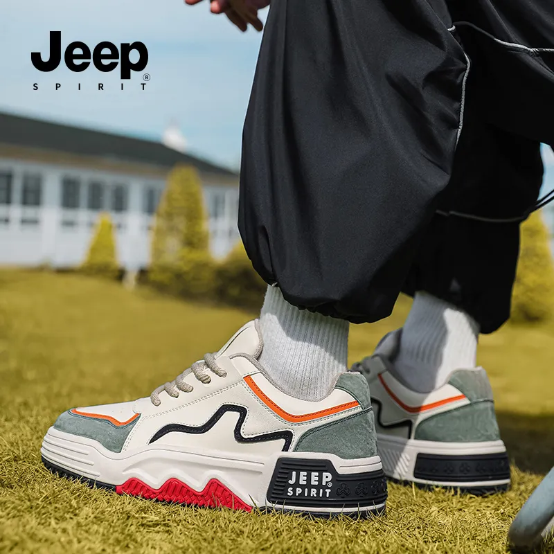 JEEP SPIRIT Anti Slip Wear Resistant Breathable Height Increasing Low Top Casual Skateboard Shoes Unisex Light Sandy-11