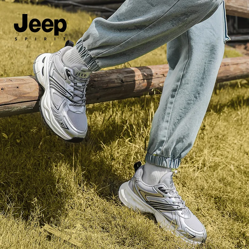 JEEP SPIRIT Cushioning, Slip Resistant, Breathable, Lightweight Low Top Running Shoes Unisex Silver-6