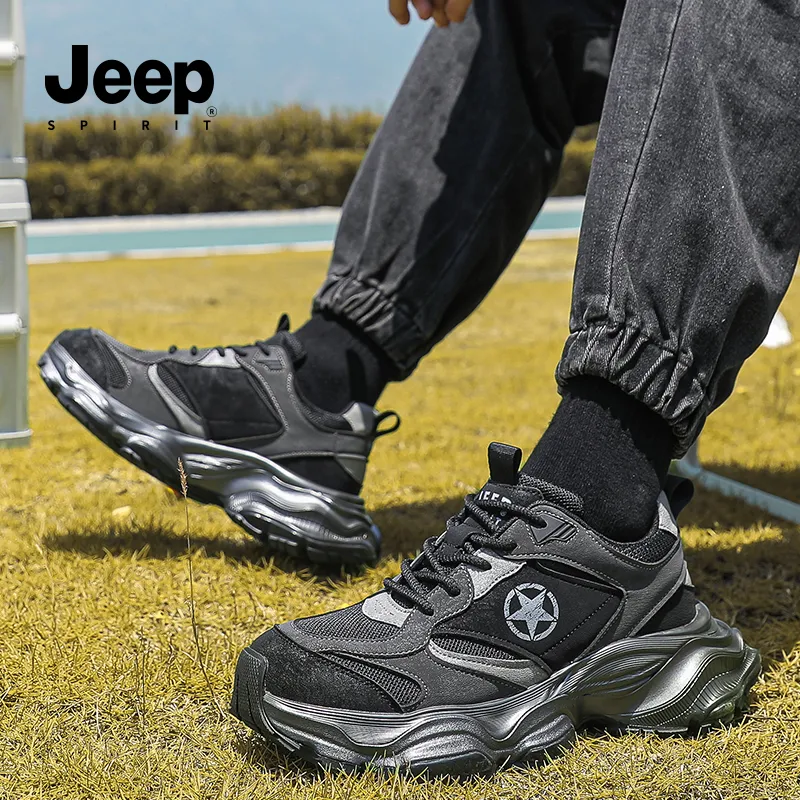 JEEP SPIRIT Chunky Sneakers Men Low Top Gray, White-17