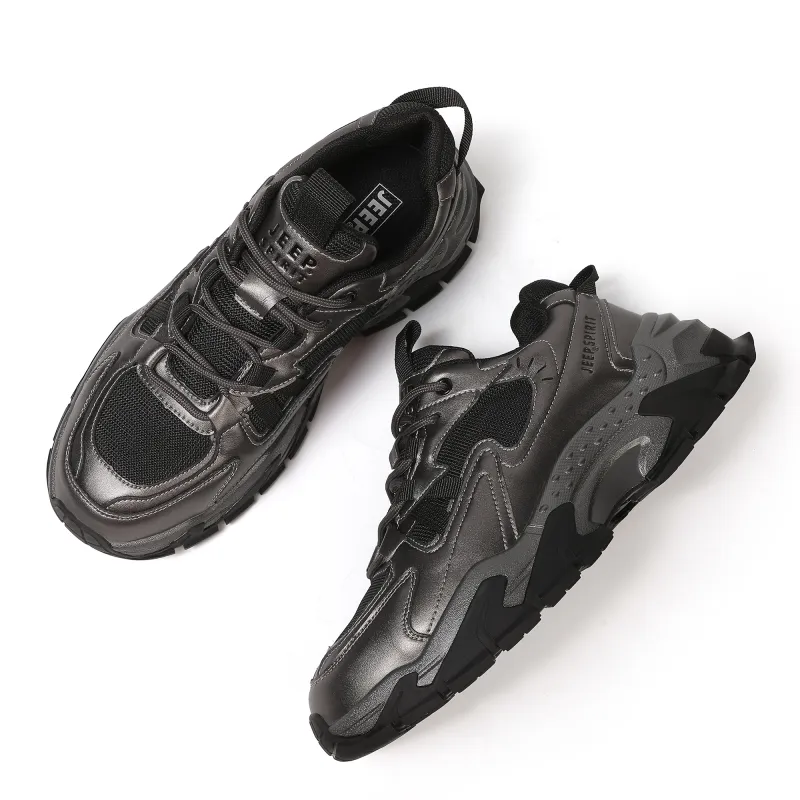 JEEP SPIRIT Slip Resistant, Abrasion Resistant, Breathable, Height Increasing Low Top Chunky Sneakers Men's Bronze-4
