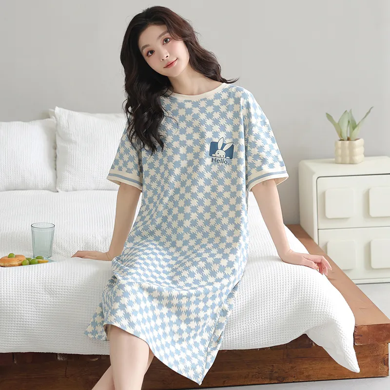 FENTENGCARE Nightgown Women's Light Blue-5
