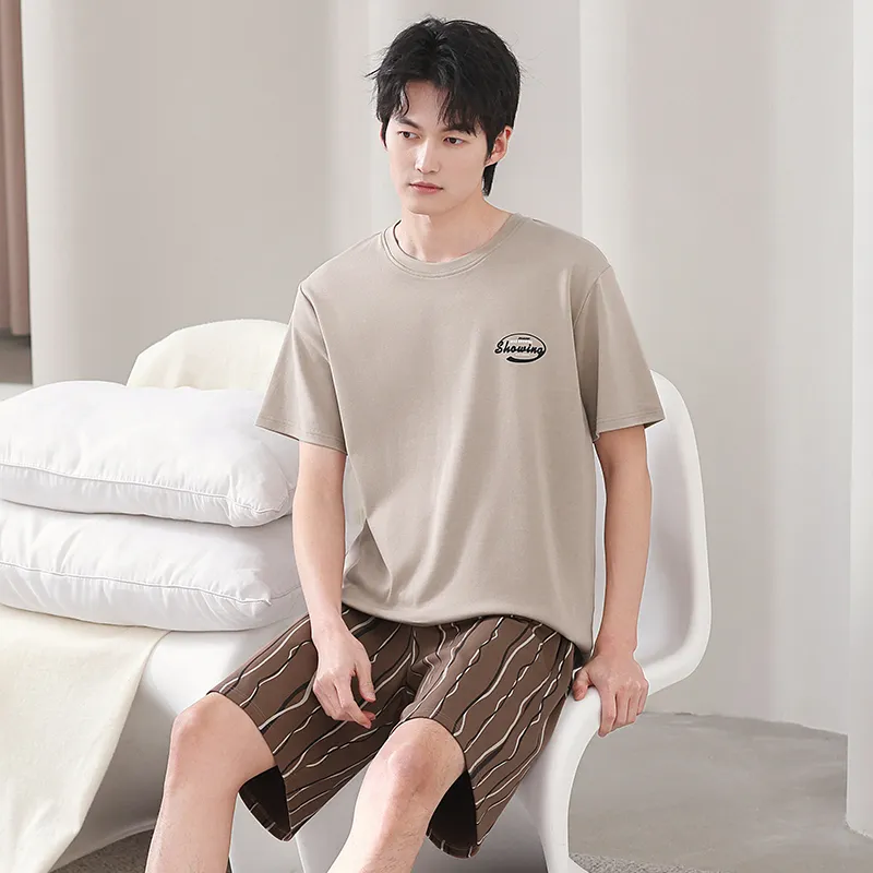 FENTENGCARE Pajama Set Men's Coffee-6