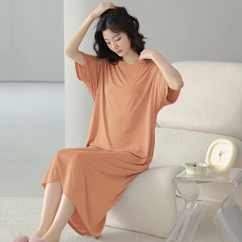 FENTENGCARE Nightgown Women's Orange Red-2