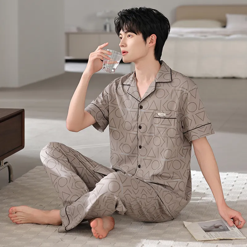 FENTENGCARE Pajama Set Men's Khaki-4