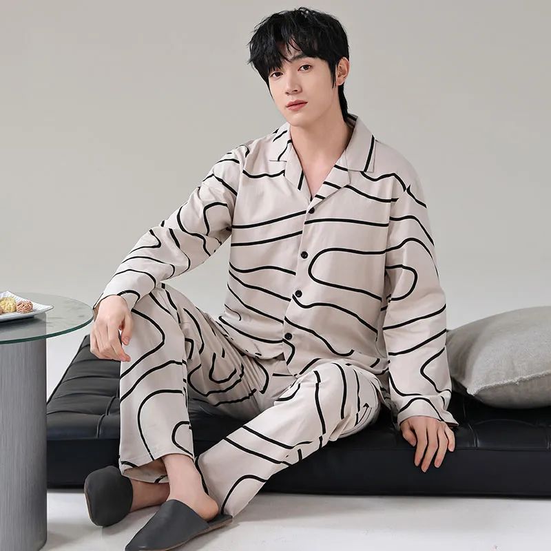 FENTENGCARE Pajama Set Men's Khaki-5