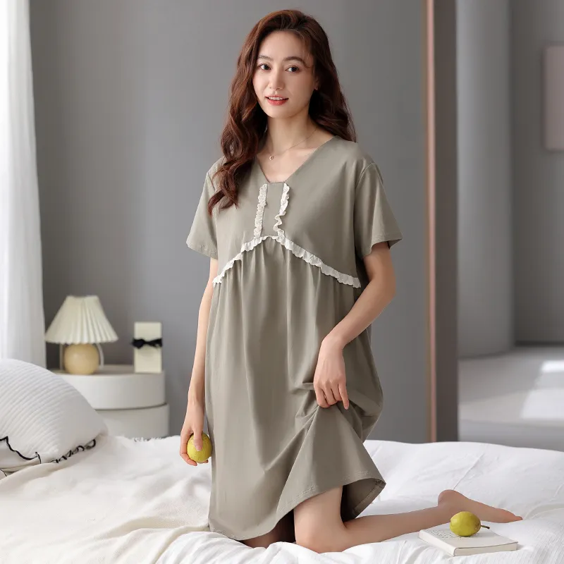 FENTENGCARE Nightgown Women's Gray-2