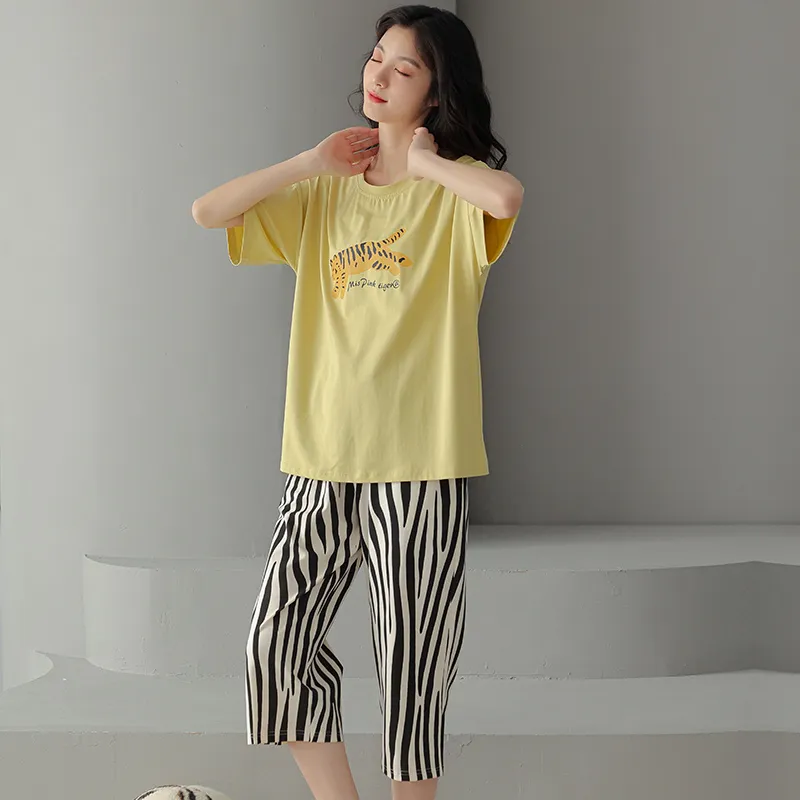 FENTENGCARE Pajama Set Women's Yellow Green-2