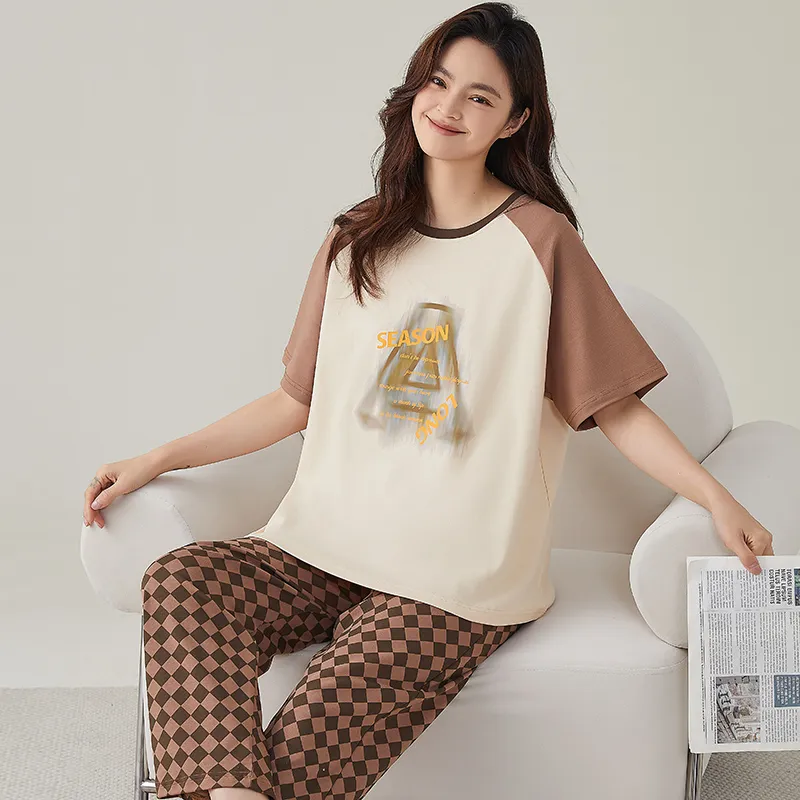 FENTENGCARE Pajama Set Women's Brown-1