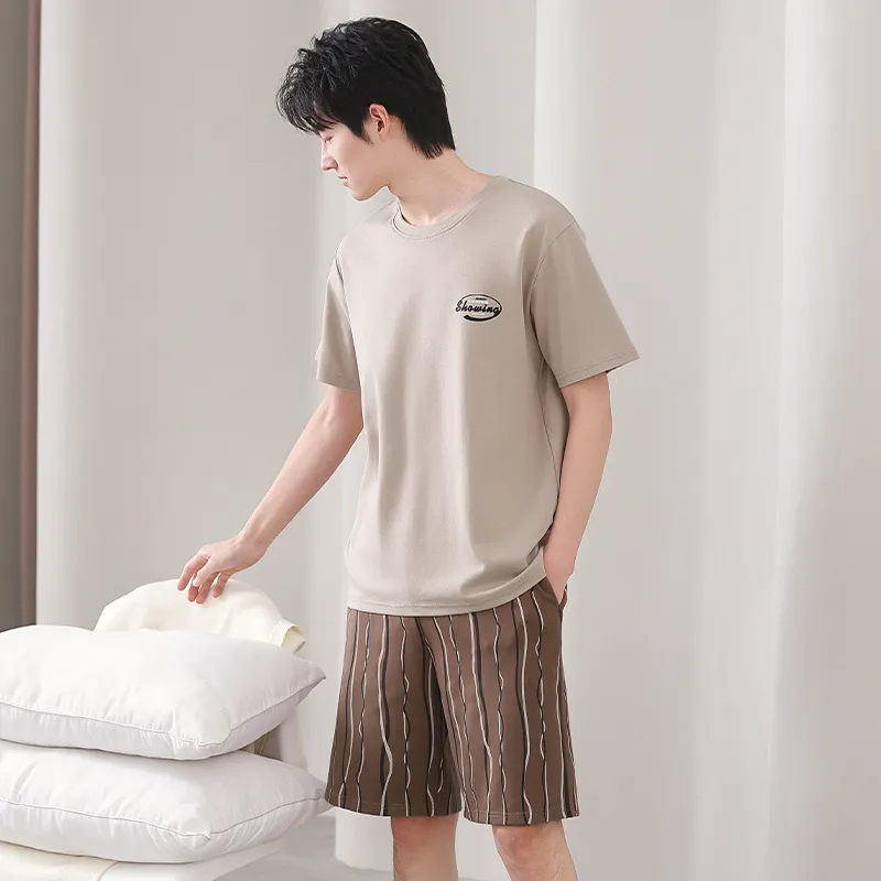 FENTENGCARE Pajama Set Men's Coffee-5