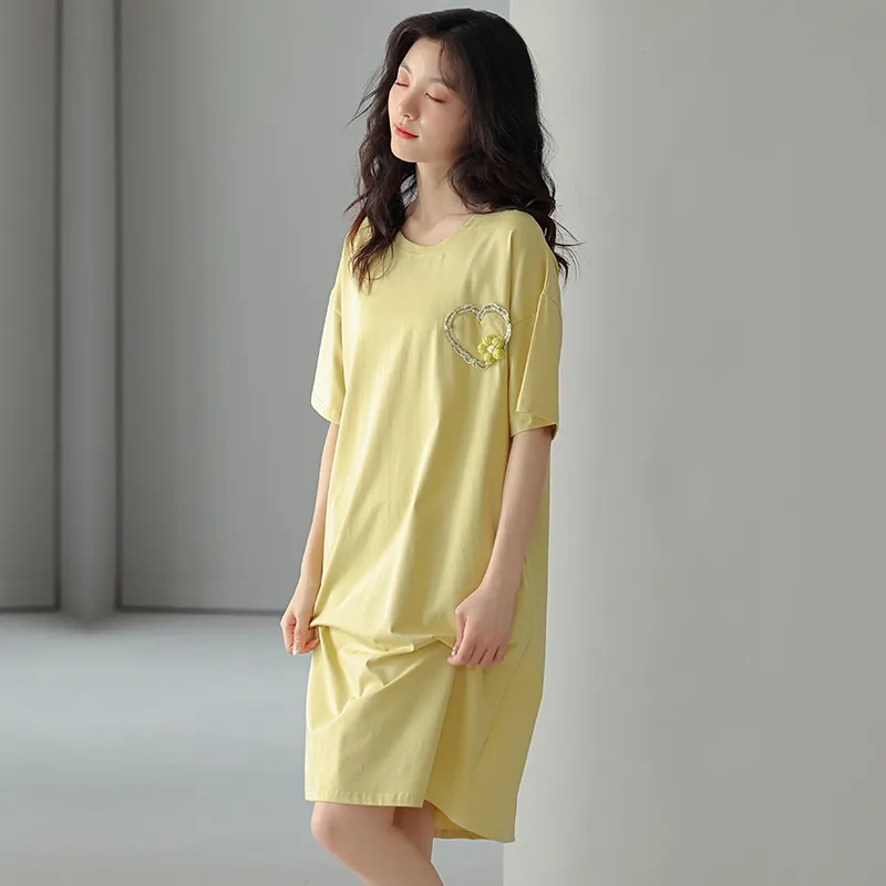 FENTENGCARE Nightgown Women's Green Yellow-2
