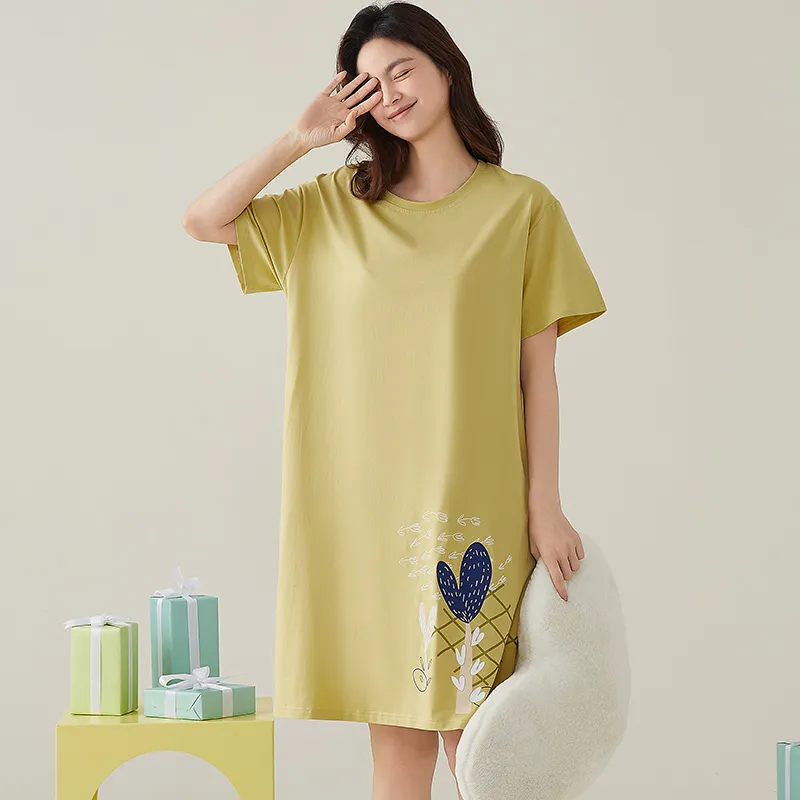 FENTENGCARE Nightgown Women's Light Green-6