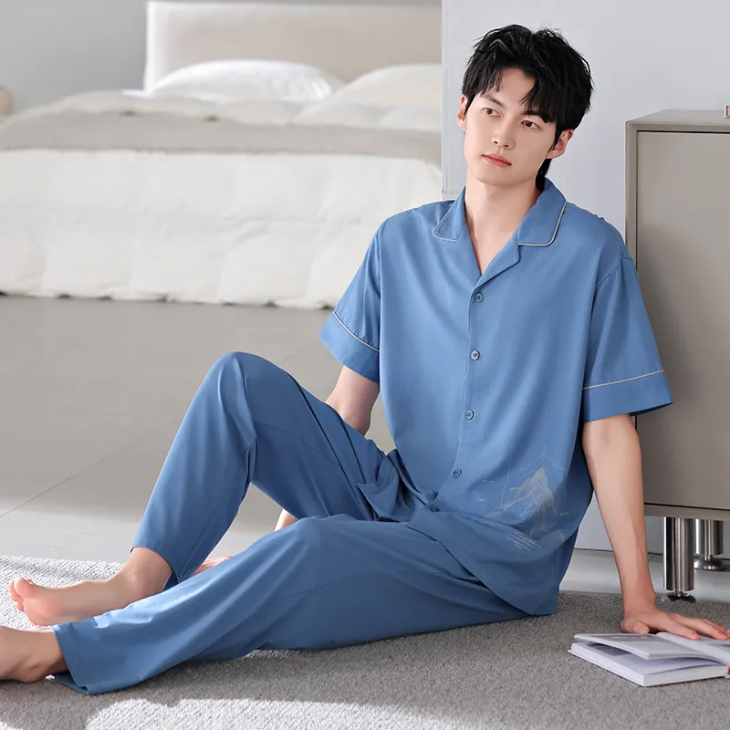 FENTENGCARE Pajama Set Men's Dodger Blue-4