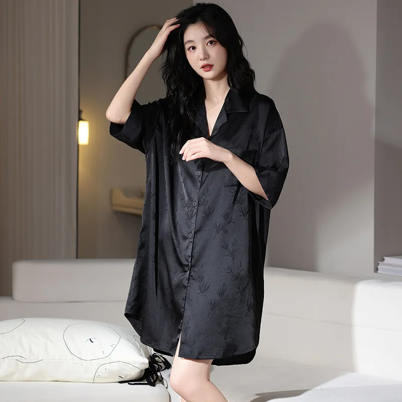 FENTENGCARE Nightgown Women's Black-1