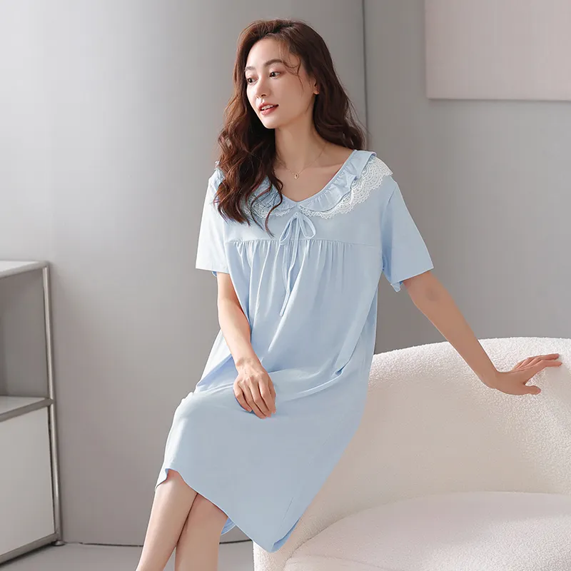 FENTENGCARE Nightgown Women's Light Blue-3