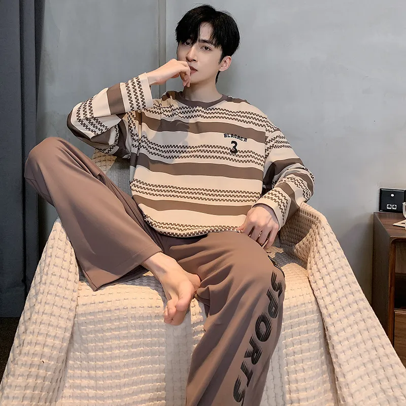 FENTENGCARE Pajama Set Men's Coffee-4