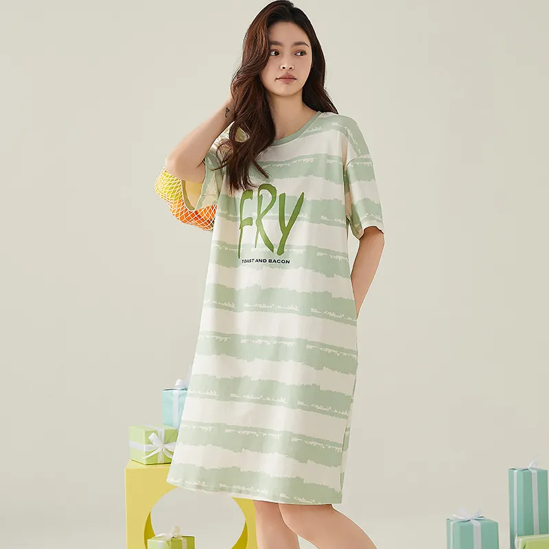FENTENGCARE Nightgown Women's Light Green-6