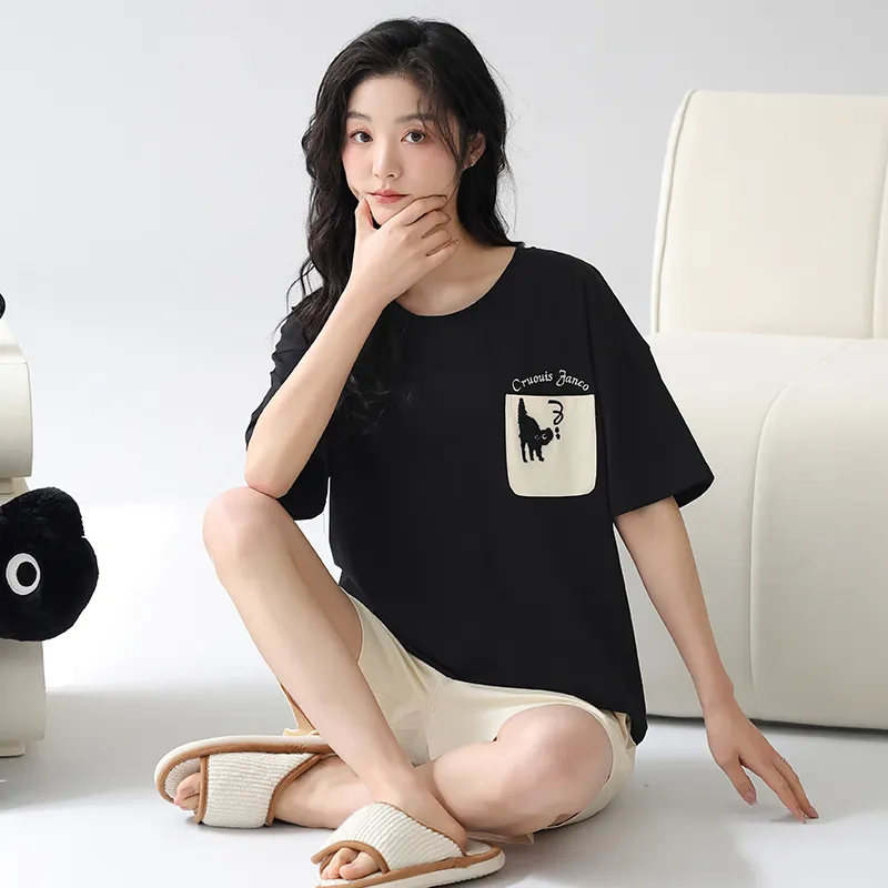 FENTENGCARE Pajama Set Women's Black-4