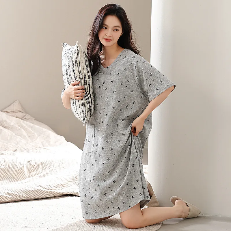 FENTENGCARE Nightgown Women's Gray-5