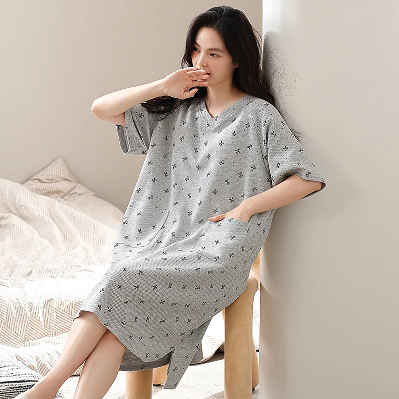 FENTENGCARE Nightgown Women's Gray-7