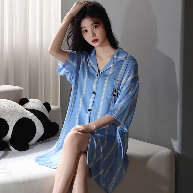 FENTENGCARE Nightgown Women's Blue-3