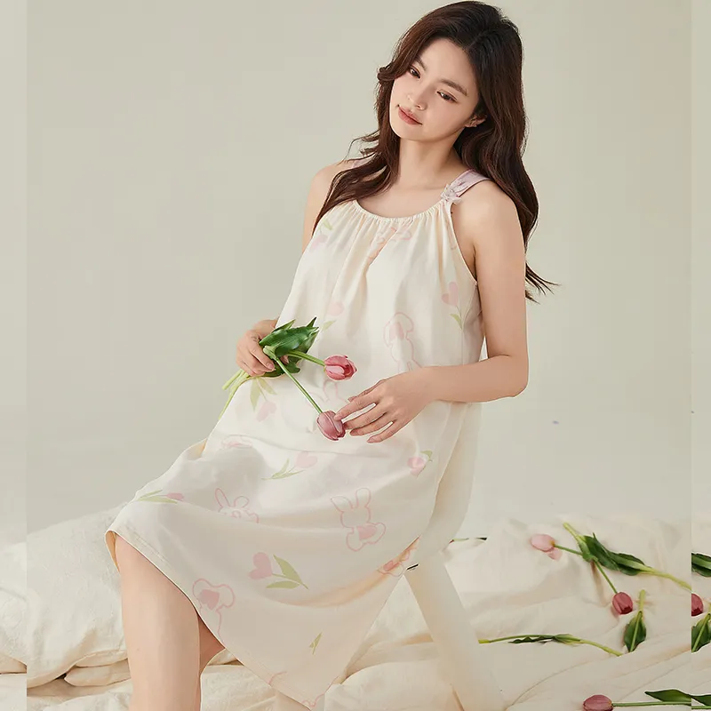 FENTENGCARE Nightgown Women's White-4