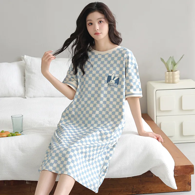 FENTENGCARE Nightgown Women's Light Blue-4