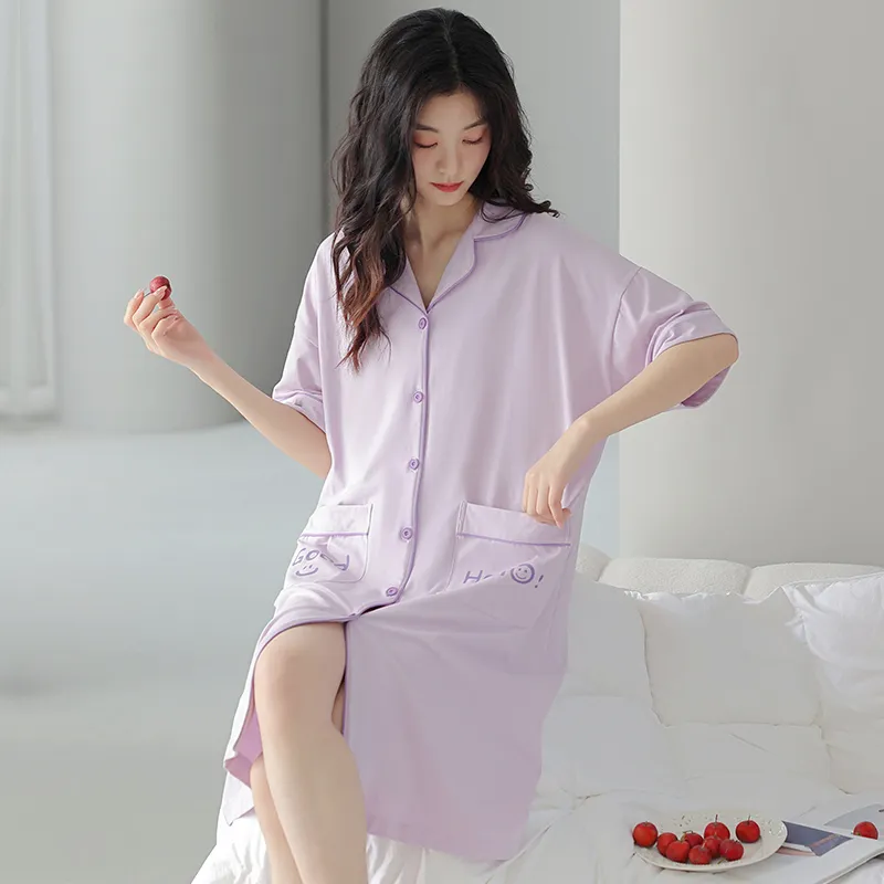 FENTENGCARE Nightgown Women's Violet-4