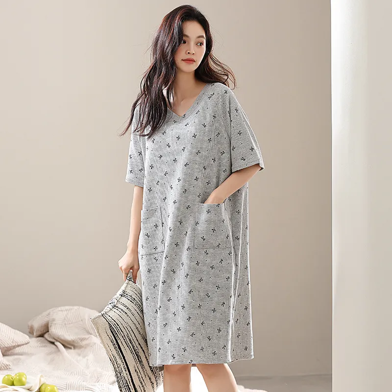 FENTENGCARE Nightgown Women's Gray-2